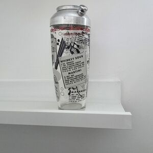 Vintage Cocktail Shaker/ collectible/glass Metal/ Whiskey Sour